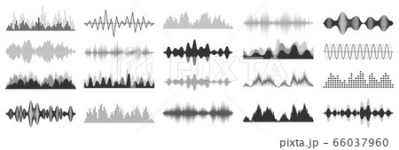 Sound waves collection. Analog and digital audio signal. Music equalizer. Interference voice 66037960