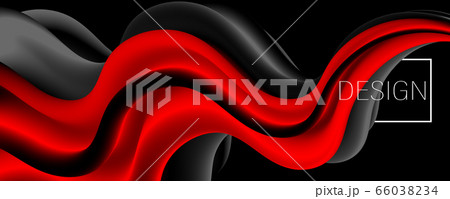 Red Gradient. Ink Liquid. 3d Wave. Fluid Color. 66038234