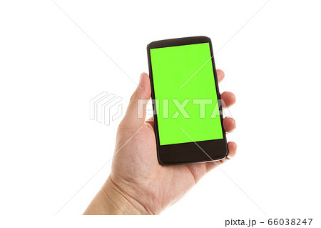 hand holding a cellphone hand holding a cellphone 66038247