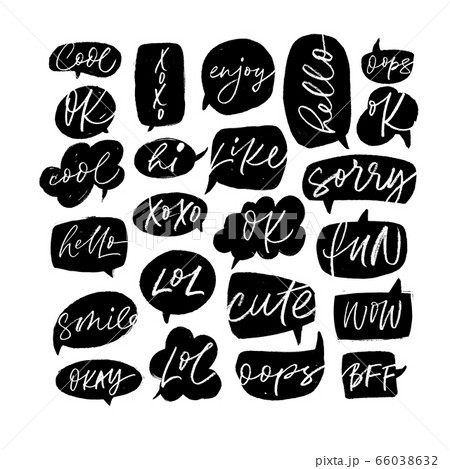 Speech bubble collection with short slang words.  66038632