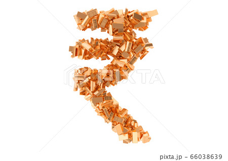 Rupee sign from golden ingots. 3D rendering Rupee sign from golden ingots. 3D rendering 66038639