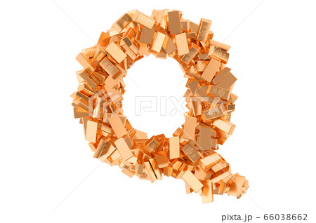Letter Q, from golden ingots. 3D rendering 66038662