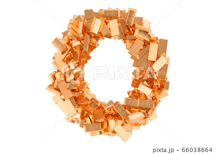 Letter O, from golden ingots. 3D rendering 66038664