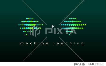 Machine learning logo. Artificial intelligence innovation emblem. Binary code, digital data symbols. Computing and programming algorithm icon. Isolated connected dots. Cyberspace vector illustration. Machine learning logo. Artificial intelligence innovation emblem. Binary code, digital data symbols. Computing and programming algorithm icon. Isolated connected dots. Cyberspace vector illustration. 66039960