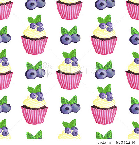 with blueberry cupcake pattern. Nice dessert print 66041244