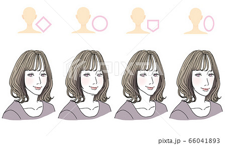 顔型別ヘアスタイルのイラスト素材