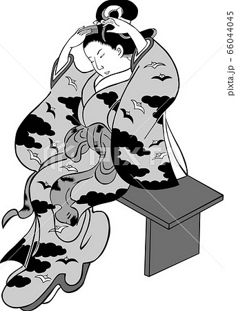 浮世絵 女性 その70 白黒 浮世絵 女性 その70 白黒 66044045