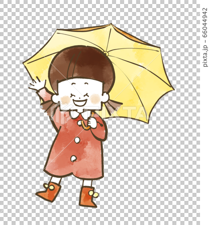 女孩抱著一把傘水彩 66044942