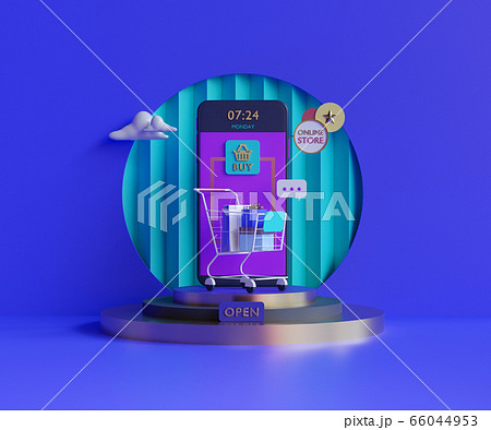 Shopping on-line. Online store on website or mobile application. 3d rendering background. digital marketing shop concept. Shopping on-line. Online store on website or mobile application. 3d rendering background. digital marketing shop concept. 66044953