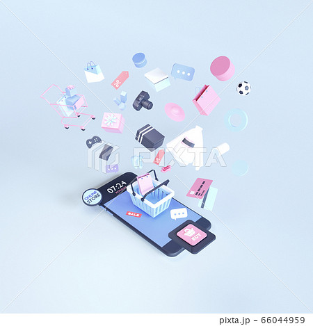 Shopping on-line. Online store on website or mobile application. 3d rendering background. digital marketing shop concept. Shopping on-line. Online store on website or mobile application. 3d rendering background. digital marketing shop concept. 66044959