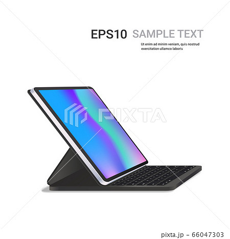 modern tablet computer with keyboard and colored screen isolated on white background realistic device modern tablet computer with keyboard and colored screen isolated on white background realistic device 66047303