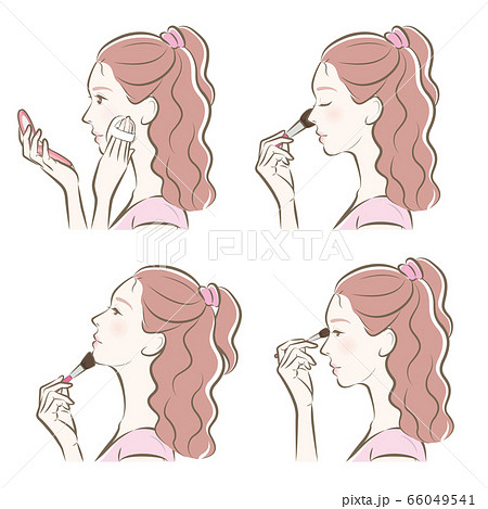 メイクをしている女性のイラスト 66049541