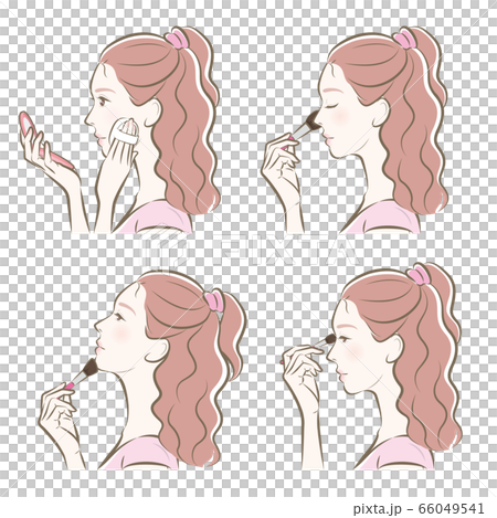 Illustration of a woman doing makeup 66049541