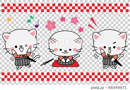 白猫 サムライ しろねこ お侍さん Kitty Samuraiのイラスト素材