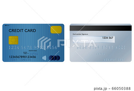 クレジットカード 青 の表と裏のイラストのイラスト素材
