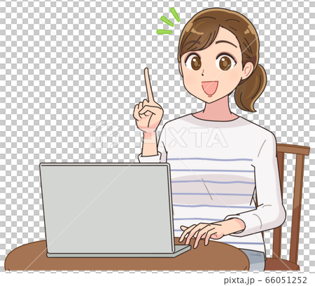 在家進行遠程工作的女性動漫漫畫插圖 66051252