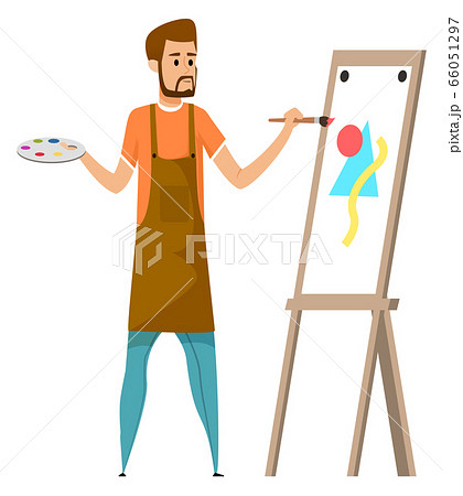 Man Painting Picture by Watercolor Paints Isolated 66051297