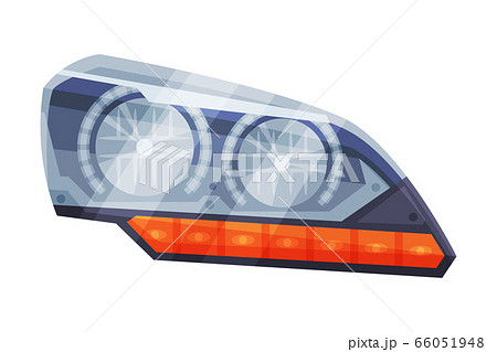 Automotive Auto Car Headlights, Front Glowing Headlamps Flat Style Vector Illustration on White Background 66051948