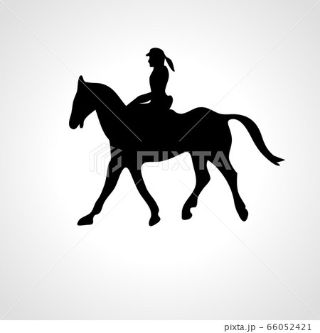 Horse race. Equestrian sport. Silhouette of racing with jockey Horse race. Equestrian sport. Silhouette of racing with jockey 66052421