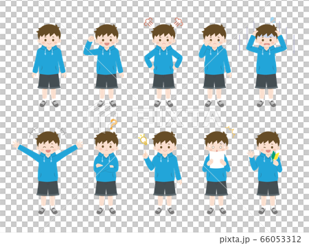Boy's whole body pose facial expression variation set Boy's whole body pose facial expression variation set 66053312