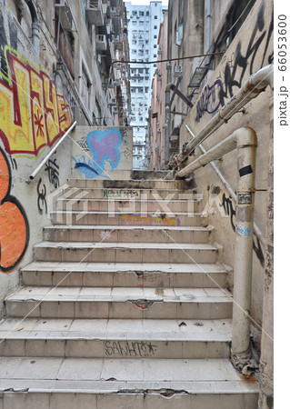 31 May 2020 Messy side alley in hong kong at 66053600