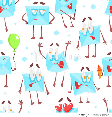 Cute Envelopes Characters Seamless Pattern,...のイラスト素材 [66053692] - PIXTA