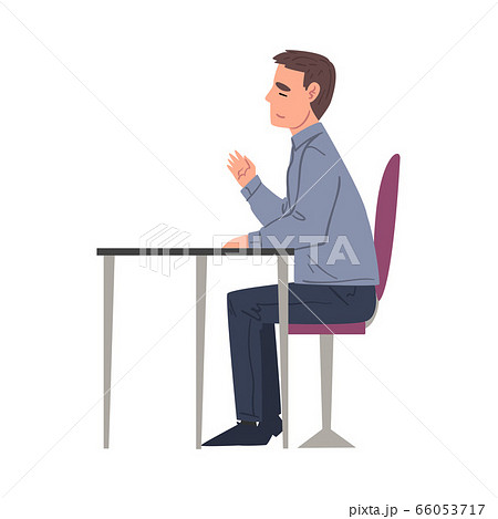 Young Man Sitting at Desk at Headhunting Agency, Recruitment and Employment Process Concept Vector Illustration 66053717