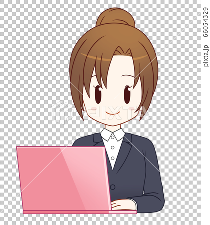 遠程辦公（粉紅色PC），女員工 66054329