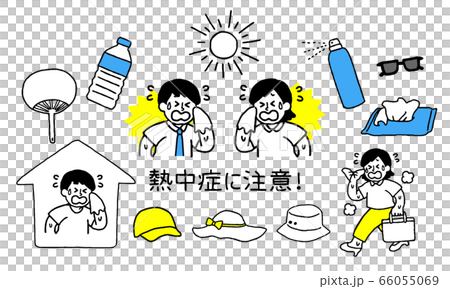 Be careful of heat stroke Business man and woman (simple) 66055069