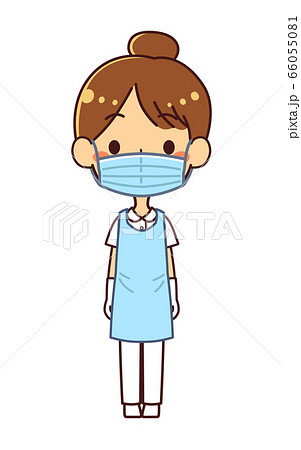 個人防護具（PPE）を装着した看護師 女性　イラスト 66055081