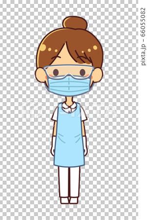 Illustration of a nurse woman wearing personal protective equipment (PPE) 66055082