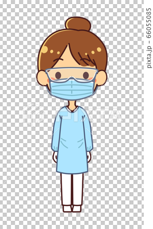 個人防護具(PPE)を装着した看護師 女性 イラスト 個人防護具(PPE)を装着した看護師 女性 イラスト 66055085