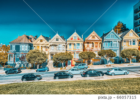 Panoramic view of the San Francisco Painted ladies 66057315