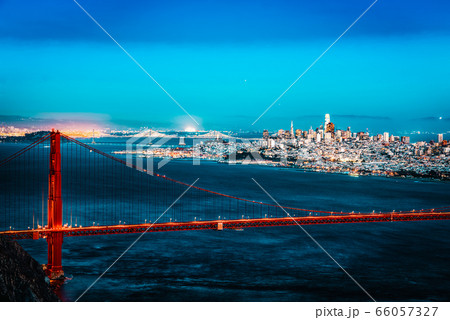 Panorama of the Gold Gate Bridge and San Francisco 66057327