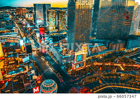 Main street of Las Vegas-is the Strip in evening Main street of Las Vegas-is the Strip in evening 66057347