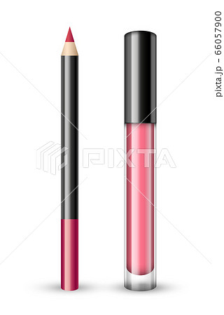 Vector realistic set of pink lip pencil and lip 66057900