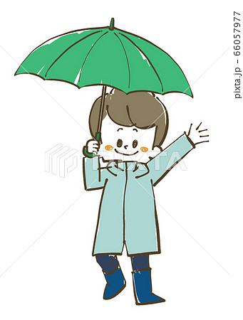 傘をさしている男の子のイラスト素材