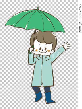 傘をさしている男の子のイラスト素材