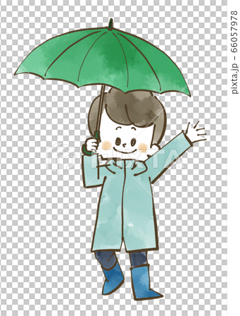 Boy holding an umbrella-watercolor 66057978