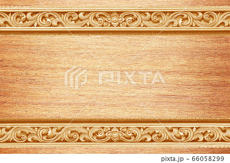 Pattern of flower carved on wood for decoration 66058299