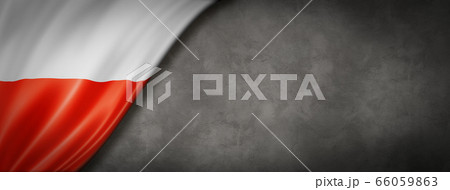 Polish flag on concrete wall banner 66059863