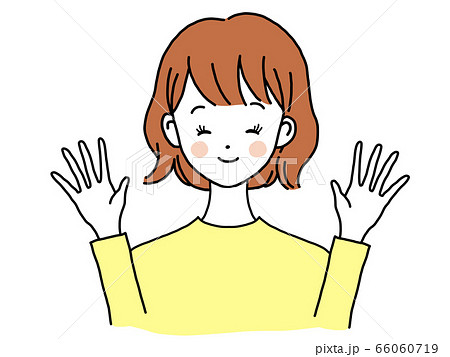女性 バイバイ ポーズのイラスト素材