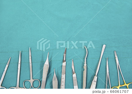 Surgical instruments set in operating room,copy space Surgical instruments set in operating room,copy space 66061707
