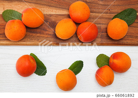 Fresh apricots on table. 66061892