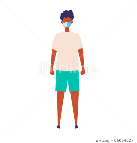マスクをして立つ男性人物全身像のベクターイラスト マスクをして立つ男性人物全身像のベクターイラスト 66064627