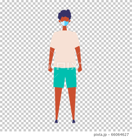 マスクをして立つ男性人物全身像のベクターイラスト マスクをして立つ男性人物全身像のベクターイラスト 66064627