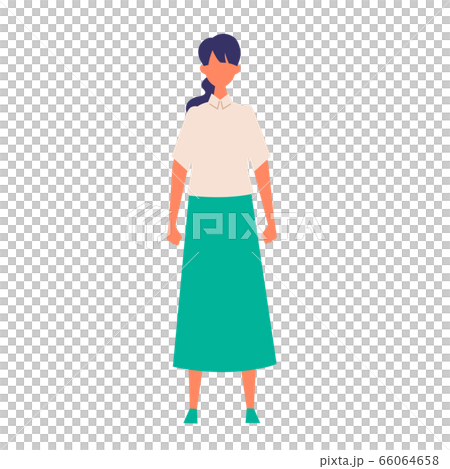 直立する女性の全身像ベクターイラスト 直立する女性の全身像ベクターイラスト 66064658