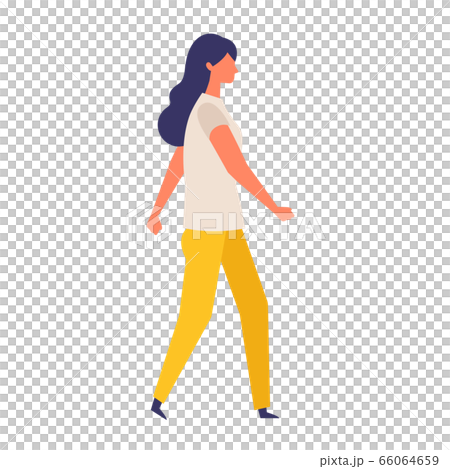 Full-length portrait of walking short-sleeved woman vector illustration 66064659