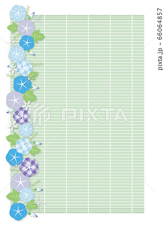 あさがおの花 青 フレーム ポストカード 背景素材のイラスト素材