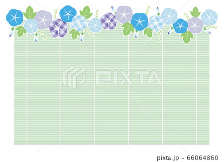 あさがおの花 青 フレーム ポストカード 背景素材のイラスト素材